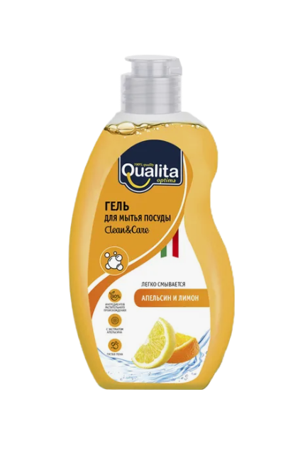 Средство для мытья посуды QUALITA LEMON & ORANGE флакон, 500 мл