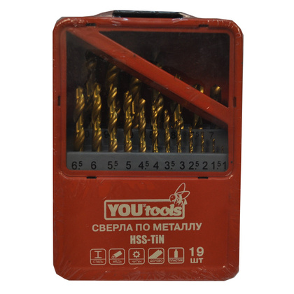 Сверла по металлу Yourtools HSS-TiN 19 шт