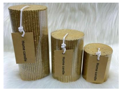 Свеча столбик Ribbed Art&Home 10х7см, золото, арт. MUCJ710-J