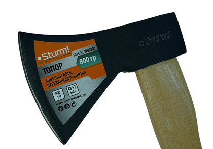 Топор 0.8 кг. ков. боек, дерев. рук-ка Sturm! 1015-52-WD0800