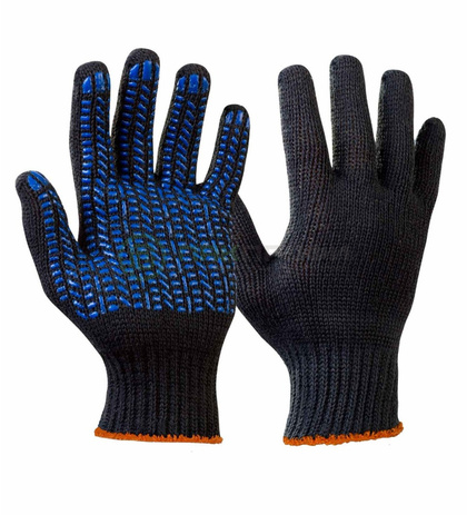 Перчатки с ПВХ черная протектор 7,5 кл 5-нитка