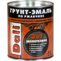 Эмаль DALI Молотковая по ржавчине 3 в 1 (2л, черный)