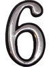 Цифра 6 50мм. пластм. клеящ. хром