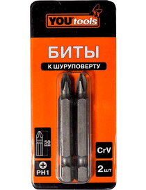 Бита PH1х 50 мм (к-т 2шт) YOURTOOLS