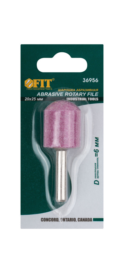 Шарошка абразивная по мет.хв.6 мм цилиндр с закругл. 20х25мм FIT