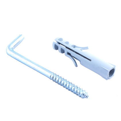 Шуруп-крючок Г-образный с дюбелем 12 мм белый цинк 1 шт