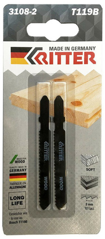 Пилка к эл.лобзику Ritter Т119B по дереву (к-т 2шт)