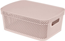 Корзина для хранения Keeplex Ajur с крышкой 11л 38х27х14,3см бежевый топаз