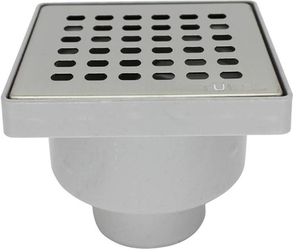 Трап квадр. верт. 100х100мм вып. 50мм с глянц. мет.реш. арт.ST2110-50-MR