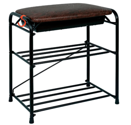 Подставка для обуви Альфа 13 с сиденьем и ящиком (Черный)