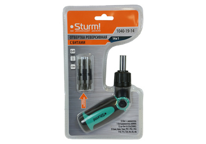 Отвертка реверсивная битодерж. в ручке 14в1 Sturm! 1040-19-14