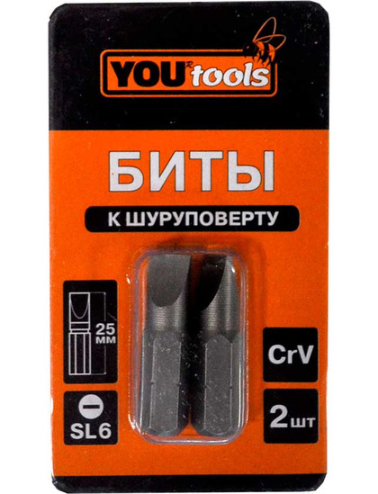 Бита SL6х 25 мм (к-т 2шт) YOURTOOLS
