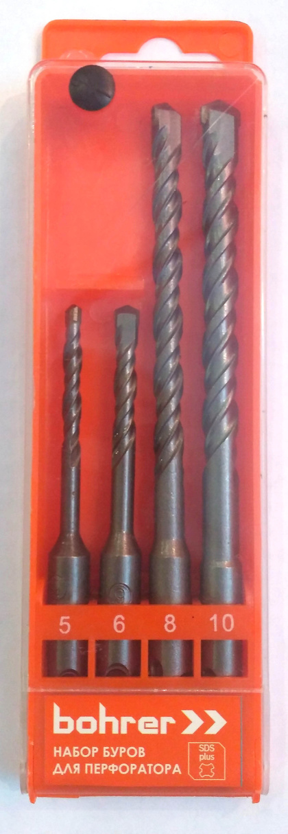 Сверла тв.спл. (наб.4шт-5/6/8/10мм) Bohrer 35100400