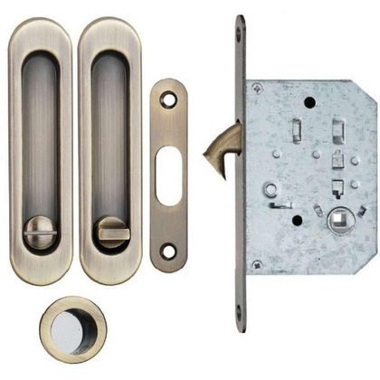 Замок с ручками для раздвижных дверей SL (бронза)