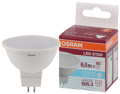 Лампа светодиодная MR16 6,5Вт GU5.3 6500К 4058075480612 LED OSRAM