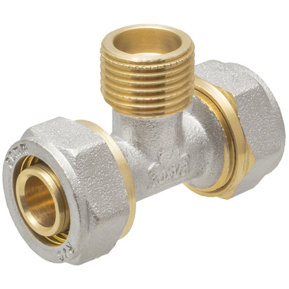 Тройник обжимной 20 х 1/2 х 20 ц/ш/ц, MP-У