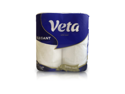 Бумага туалетная VETA ELEGANT белая, трёхслойная, на втулке, 1*4 рул.