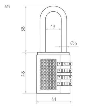 Замок навесной кодовый 619 черный НОРА-М