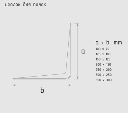 Уголок для полок 150х125 серебро