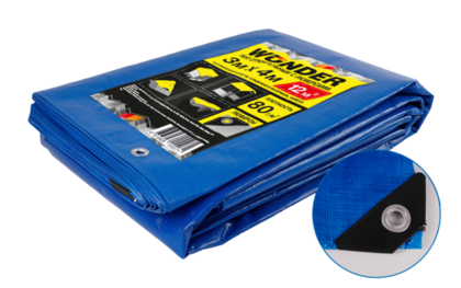 Тент строительный с люверсами WUNDER 80г/м2 3х4м (S=12м2)