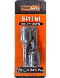 Бита для шур-та под 6гр.гол.  8мм L=45mm (к-т 2шт) YOURTOOLS