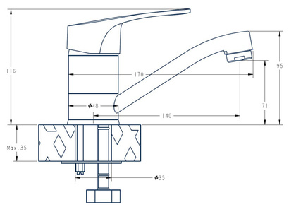 Смеситель Lucky для кухни, излив 140мм, арт. LY 15,ESKO