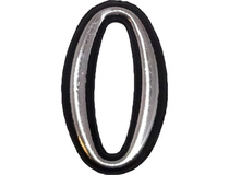 Цифра дверная Большая пластик 0 (хром) клеевая основа