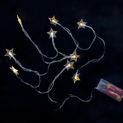 Гирлянда нить Калядны час Звёзды 2м, 10 LED, теплый белый, арт. MUJ23040335