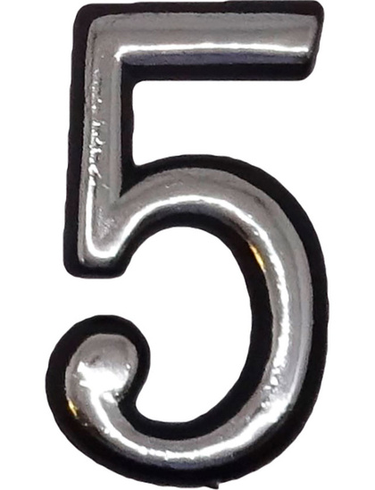 Цифра 5 50мм. пластм. клеящ. хром