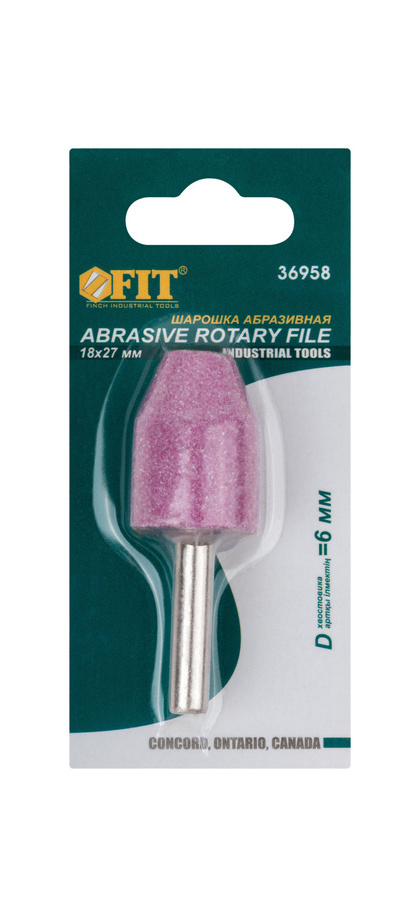 Шарошка абразивная по мет.хв.6 мм цилиндр со скосом 18х27мм FIT