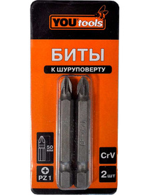 Бита PZ1х 50 мм (к-т 2шт) YOURTOOLS