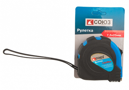 Рулетка 7,5 м. х 25 мм., обрез. корп., магнит, класс точности II СОЮЗ 21825