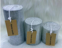 Свеча столбик Ribbed Art&Home 10х7см, серебро, арт. MUCJ710-Y