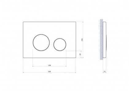 Кнопка для инсталляции Cersanit TWINS, пластик золотой матовый арт.63524