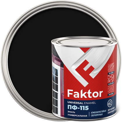 Эмаль ПФ-115 FAKTOR черная 0,8 кг