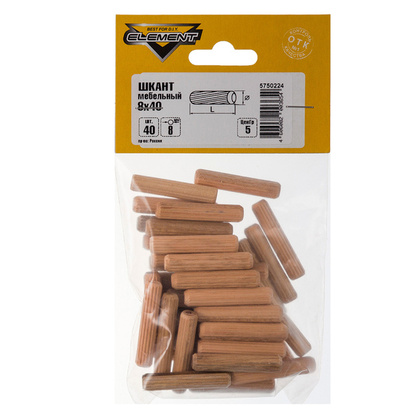 Шкант меб.дер. чопик 8x40мм 40 шт