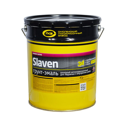 Грунт-эмаль Slaven антикоррозионный чёрный 18 кг быстросохнущий