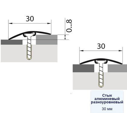 Порог алюм. 30 мм 1,35 дуб медовый (скрытое крепление), DOMOLETTI