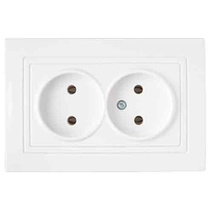 INA бел. Розетка 2-гнездн. РС16-343 (Е) б/з (с рамкой), ОККО