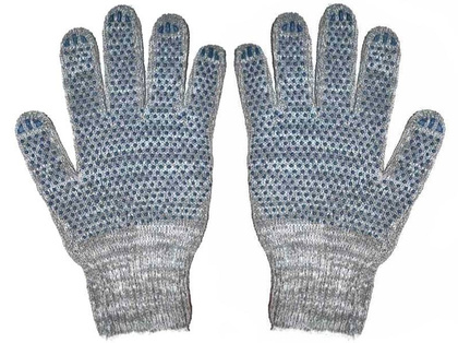 Перчатки с ПВХ серые 10 кл 4-х нитка