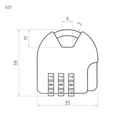 Замок навесной кодовый 601 красный НОРА-М