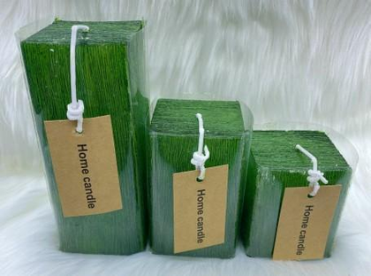 Свеча столбик Kub Art&Home 7,5х6см, зелёный, арт. MUSJ6675-L