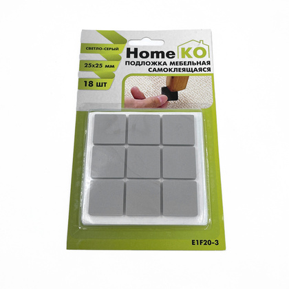 Подложка мебел. самокл. E1F20-3 25*25мм, цвет светло-серый (18шт) HomeKO