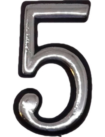 Цифра 5 50мм. пластм. клеящ. хром
