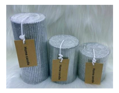 Свеча столбик Ribbed Art&Home 10х7см, серебро, арт. MUCJ710-Y