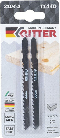 Пилка к эл.лобзику Ritter Т144D по дереву (к-т 2шт)