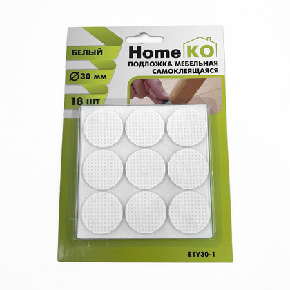 Подложка мебельная самокл. E1Y30-1 D30 мм, цвет белый (18 шт) HomeKO