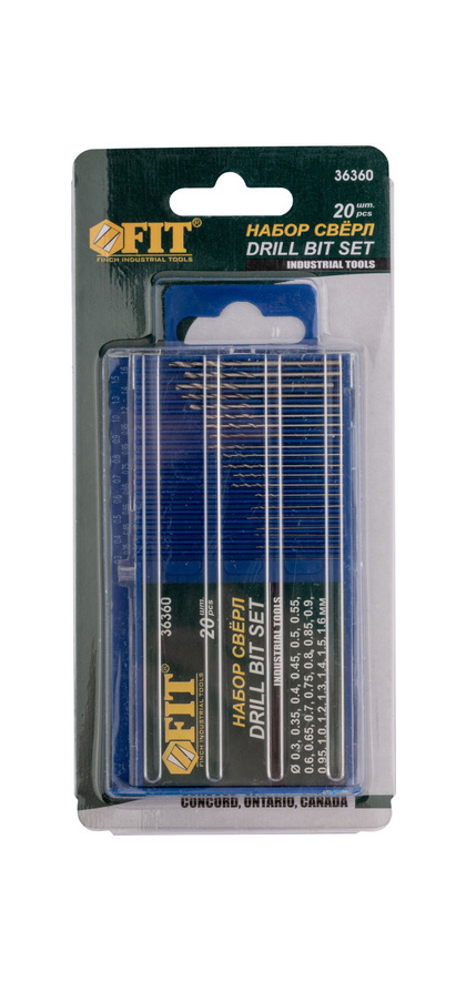 Сверла ц/х по металлу набор микро (20шт 0,3-1,6мм) FIT