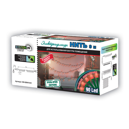 Электрогирлянда Нить 9 м, 90 красных матовых светодиодов, арт. BH-SI0414-R
