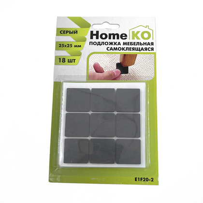 Подложка мебельная самокл. E1F20-2 25*25мм, цвет серый (18 шт) HomeKO